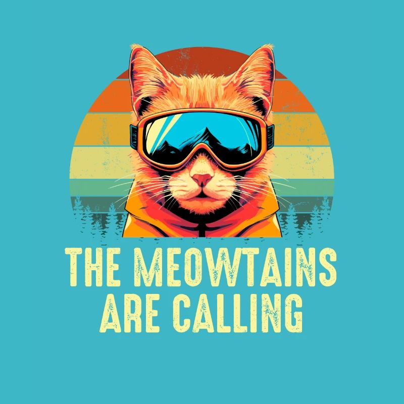 the meowtains are calling, funny skiing