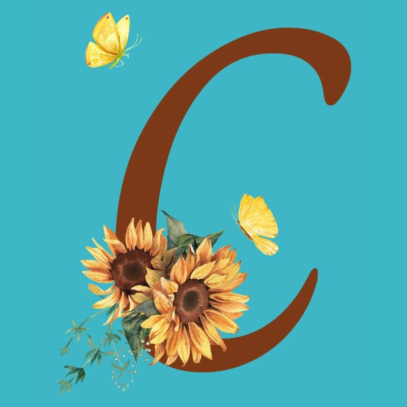 Lettre c tournesol papillon