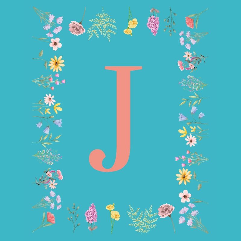 Floral Initials "J", Letters Monogram