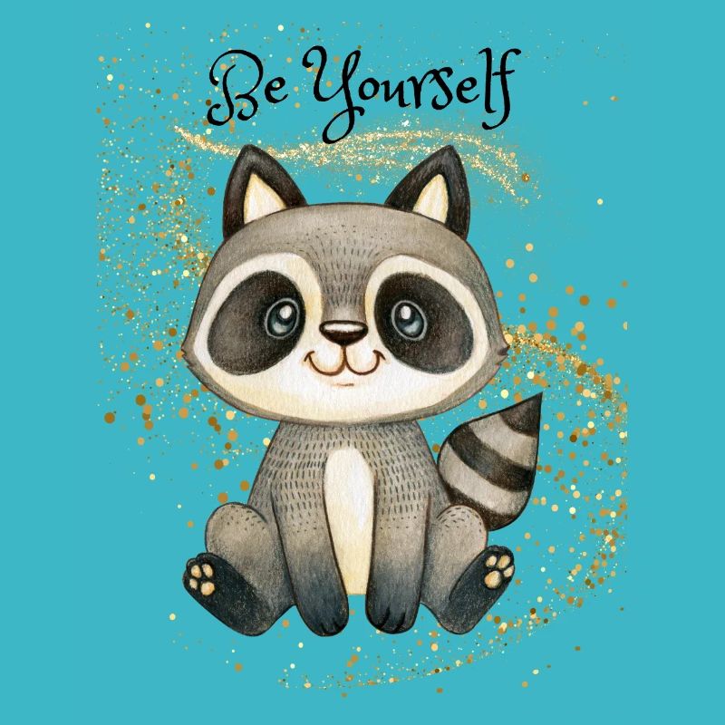 Cute raccoon on glitter