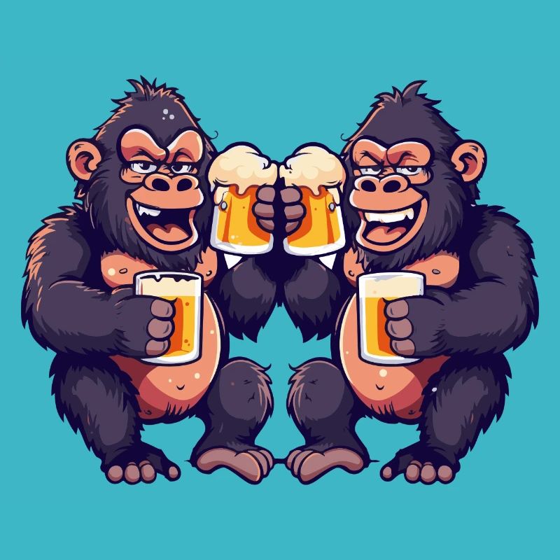 Gorilla Comic Bier Lustig Saufen