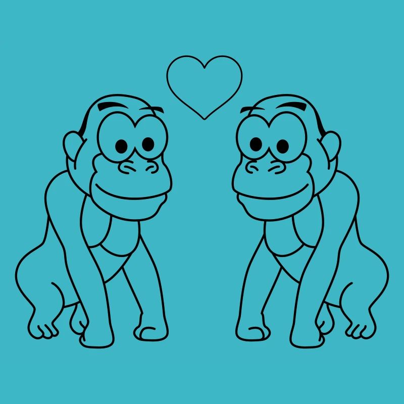 Gorilla Comic Couple Amour