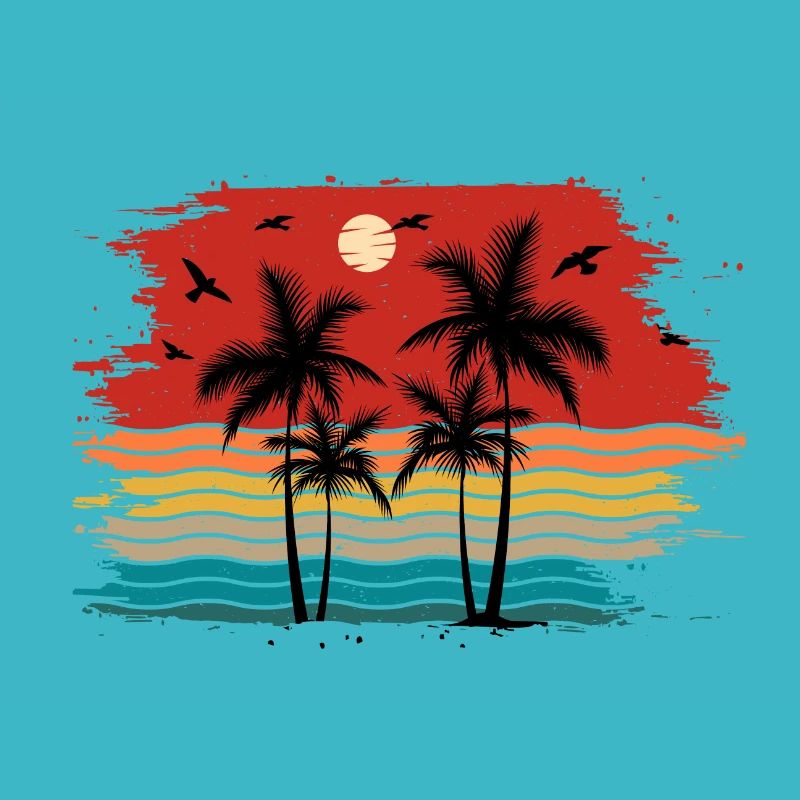 Sunset beach summer gift beach retro