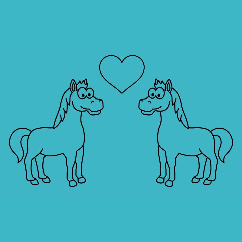 Pferd Comic Tier Paar Liebe