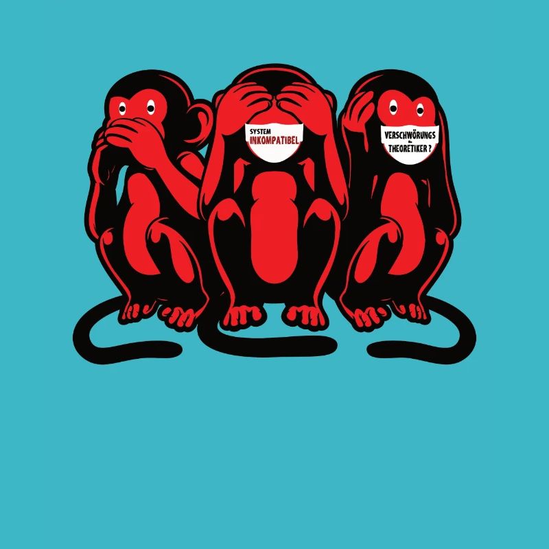 Three monkeys masked conspiracy motif fun