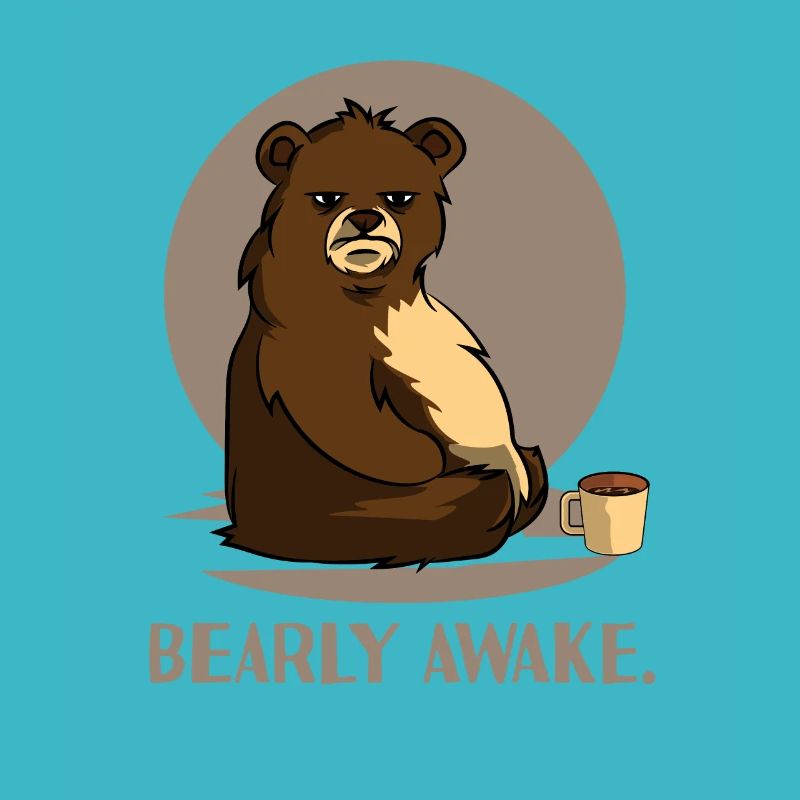 Bear Coffee Caffeine Long Sleeper Tired joke design