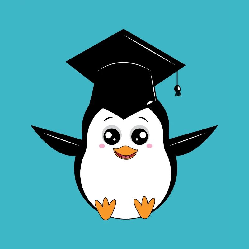 Dessin animé mignon pingouin diplômé