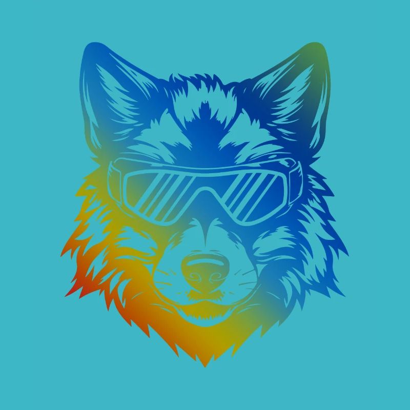 Ski Wolf Snowboarder Bunt