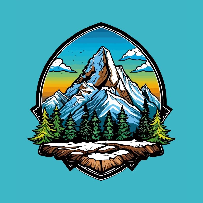 Mountains Symbol Hiking Shield