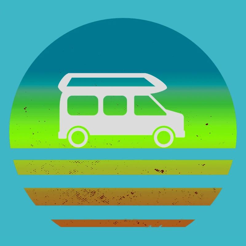 Camper Van Retro Sunset Vintage Campervan