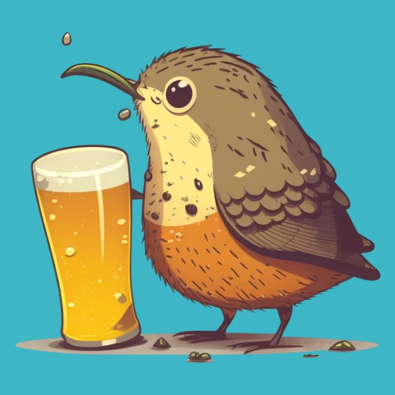 süßer Vogel mit Bier