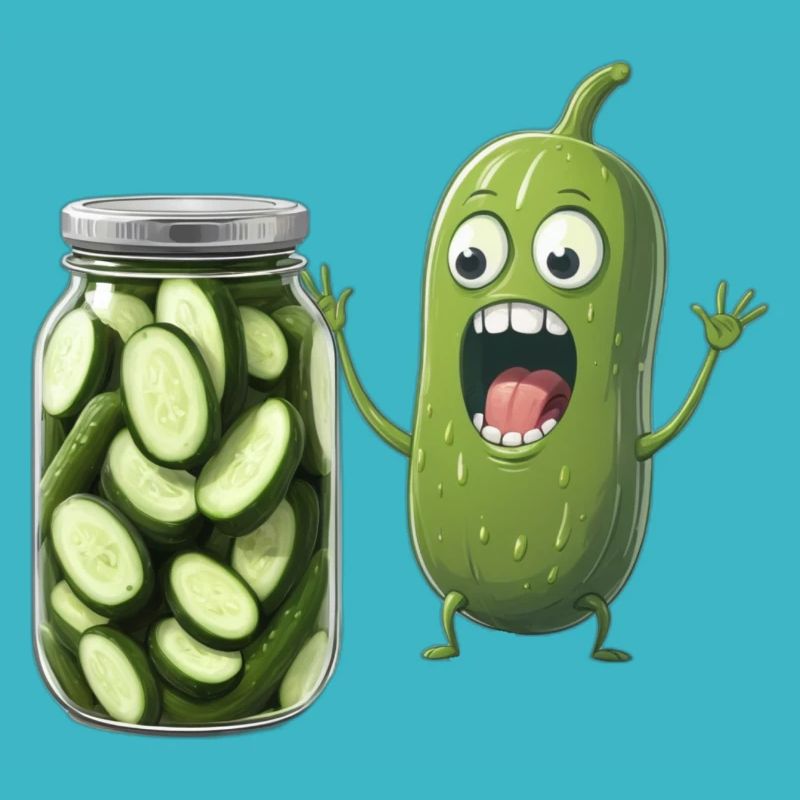 Cornichon réagissant à un pot de cornichons - Amateurs de cornichons