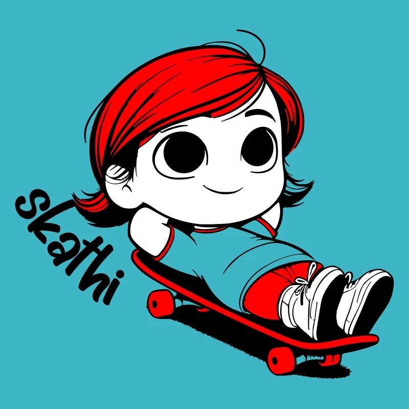 Kathi relaxed auf einem Skateboard.