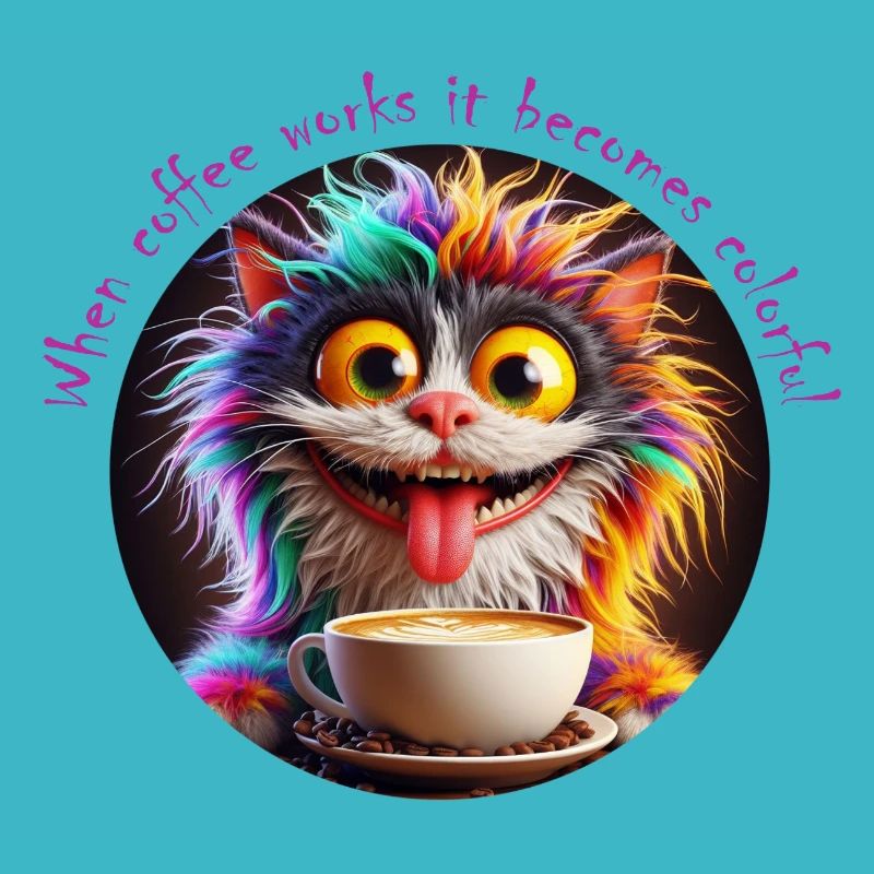 Cat Colorful Coffee