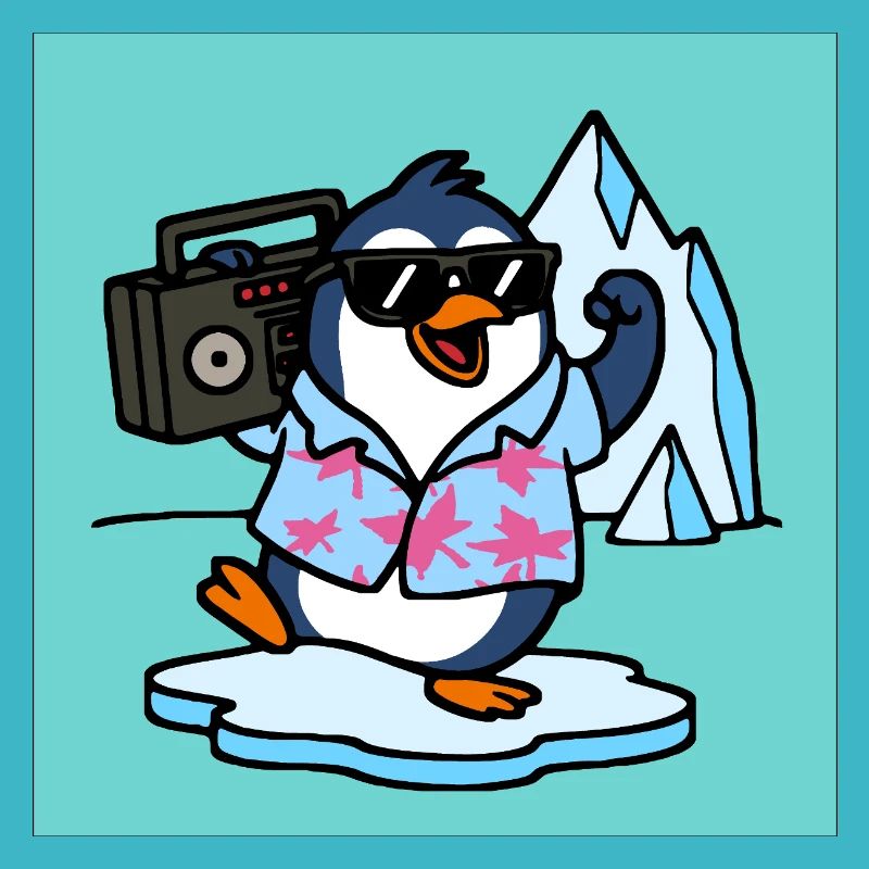 Pingouin avec jukebox Drôles d’animaux