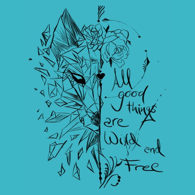 Fox with saying, sketch, flower