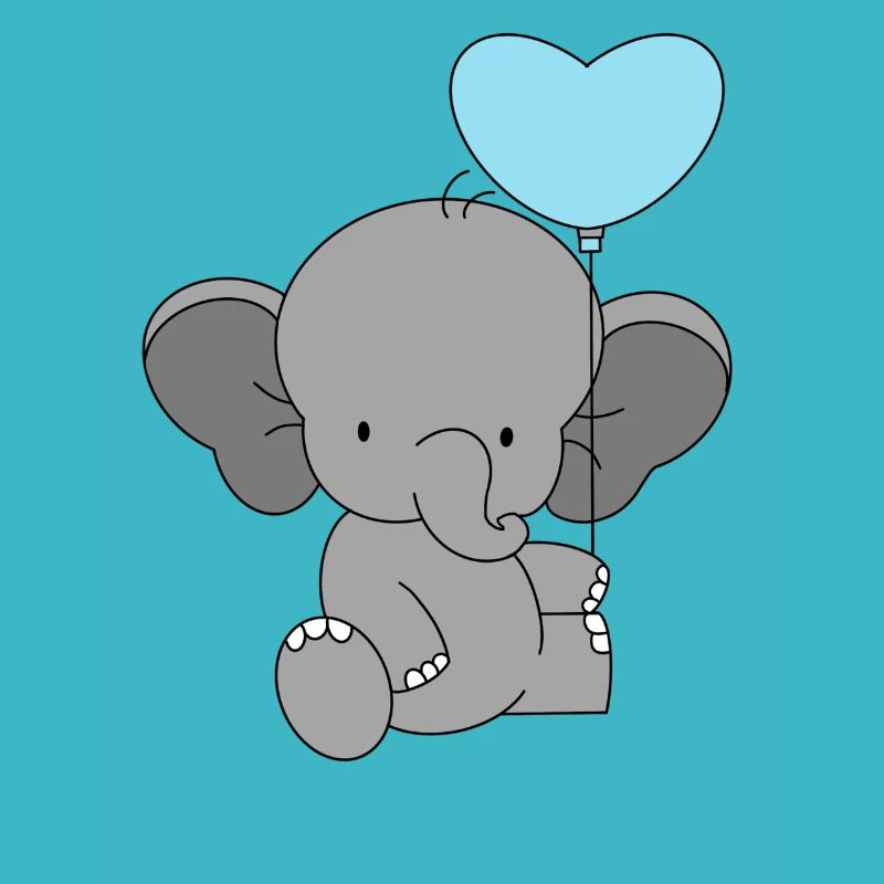 Baby Elefant mit Herz Ballon 💙💙