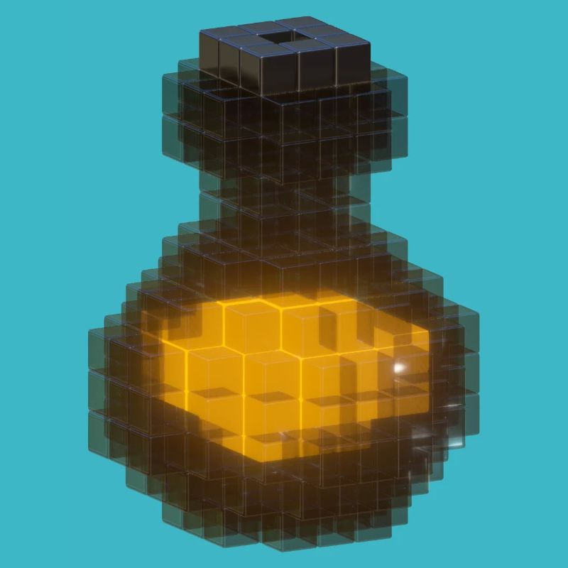 3D Design Noir Cubes 3D Bouteille Potion Orange 2023
