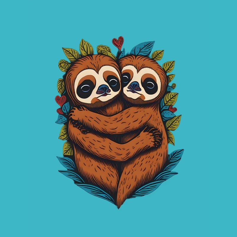 Romantic sloth couple