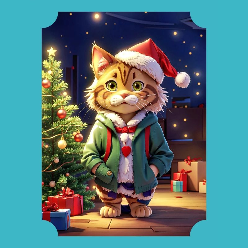 Modèle vierge de chat de Noël 1.2