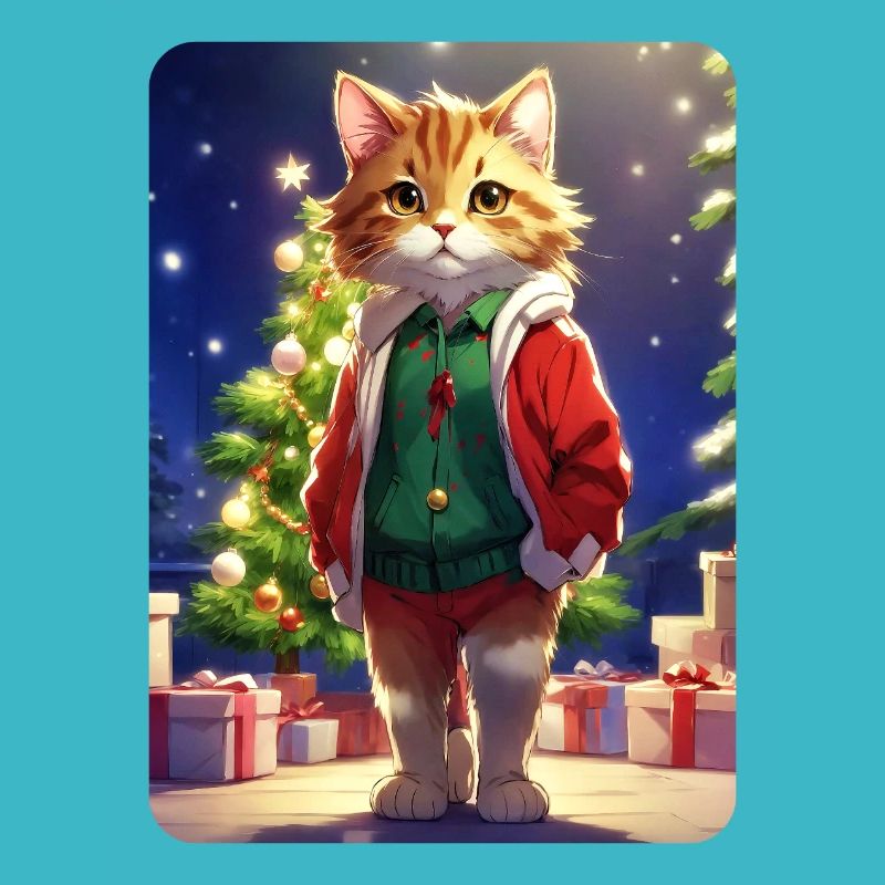 Modèle vierge de chat de Noël 1.4