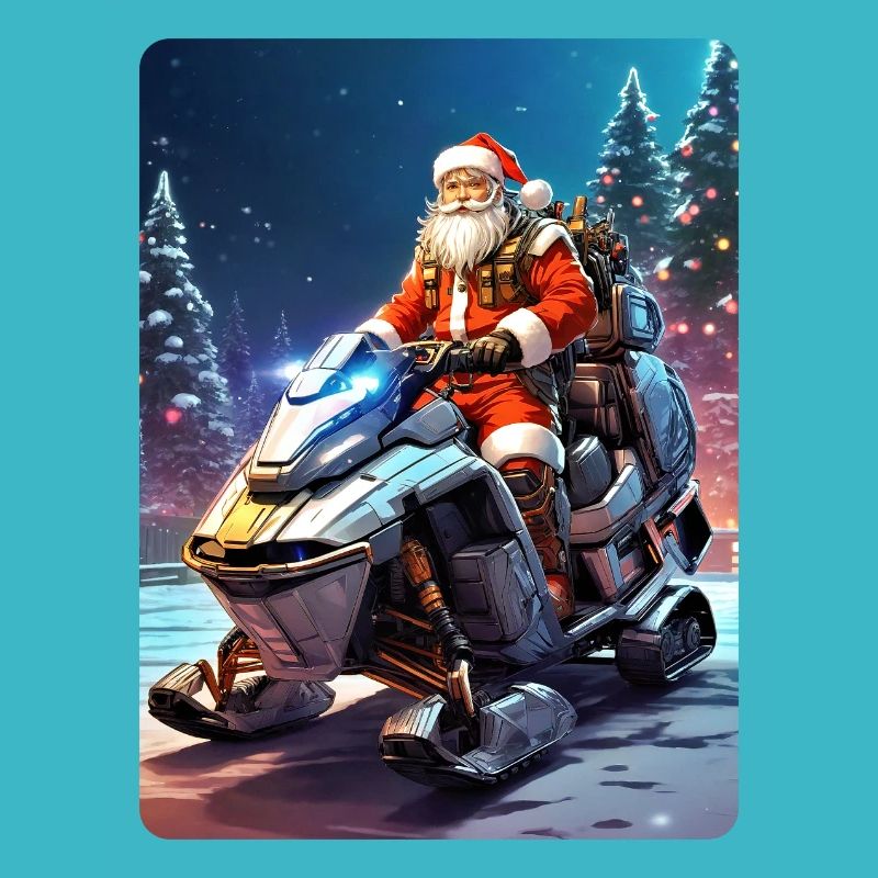 Weihnachten Weihnachtsmann mit Schneemobil 1.3