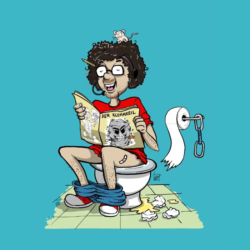 Lire le journal sur les toilettes