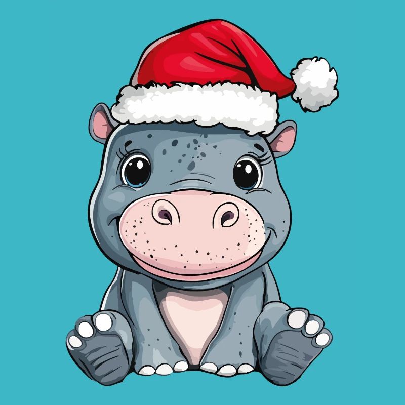 Hippopotame Noël mignon Noël mignon Noël