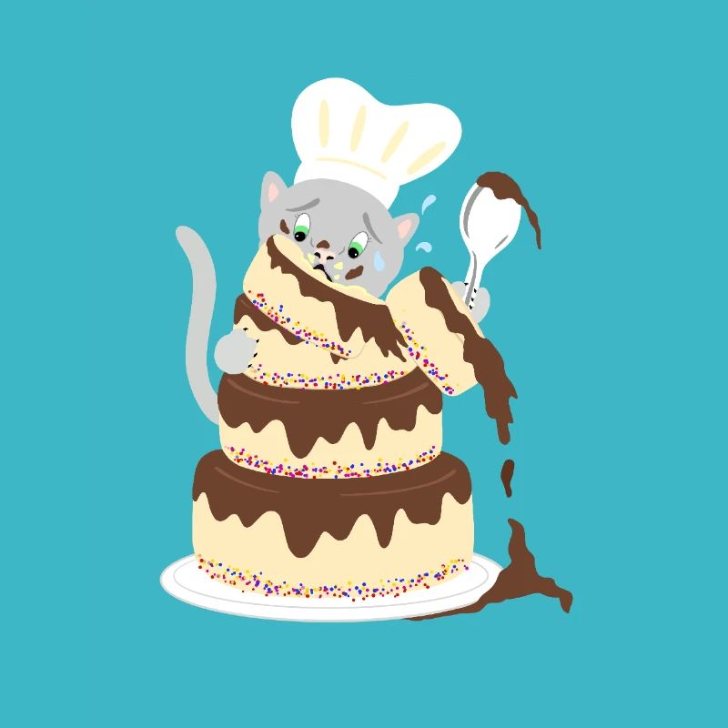 Chat gâteau raté