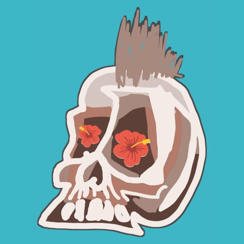 Crâne punk avec des fleurs