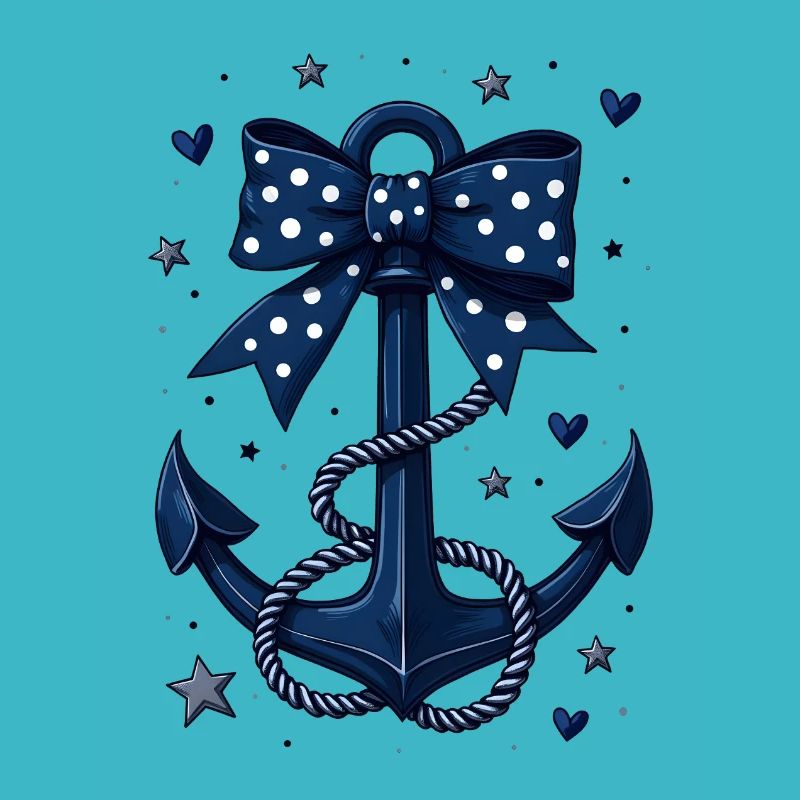 Blue anchor with dotted bow