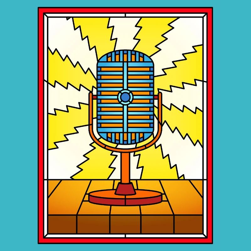 Retro Microphone Lightning Burst