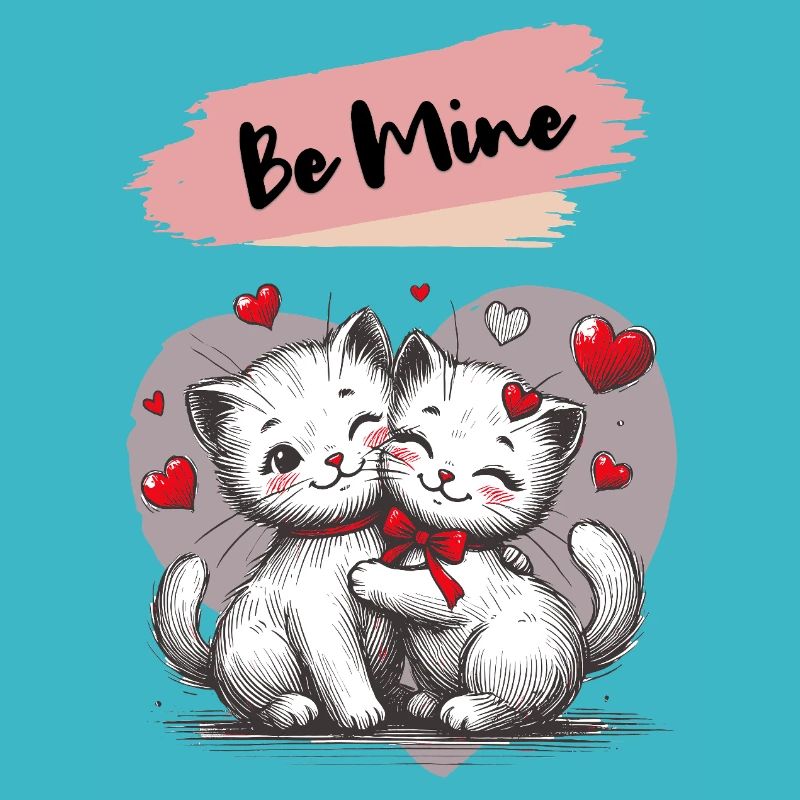 Be Mine Katzenkuscheln mit Herzen