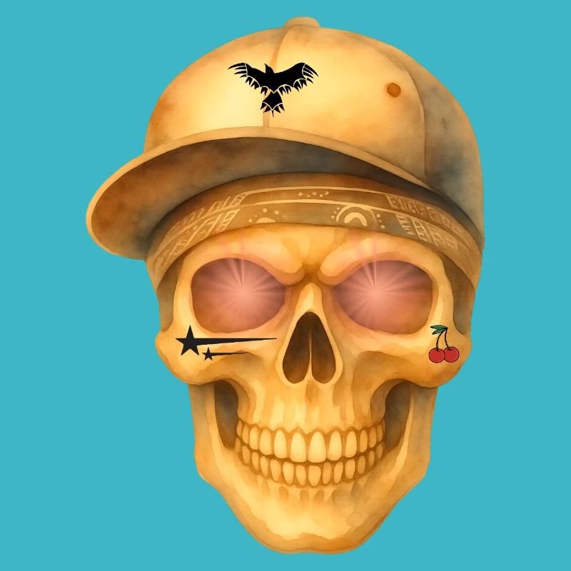 Bronze skull t-shirt design.