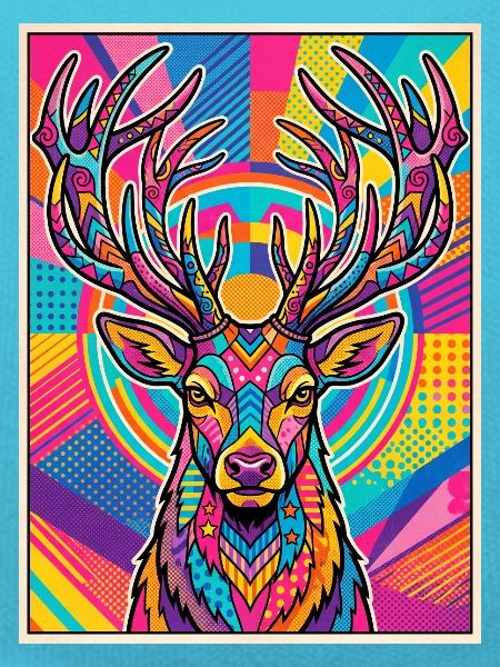 Hirsch Neon Pop Art Kaleidoskop