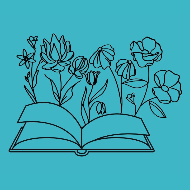 Buch mit Blumen, Lesen, Hobby, Leseratte, Blumen