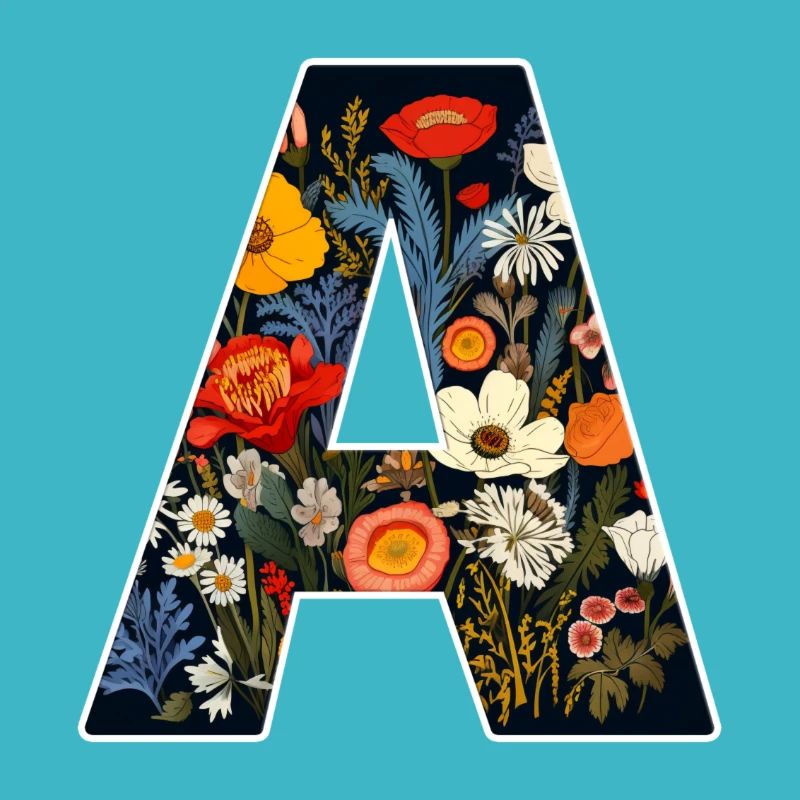 Buchstabe A, Monogramm, Blumenmuster