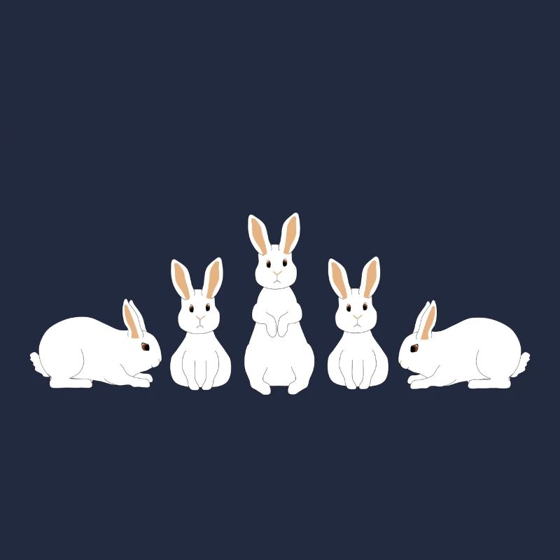 5 white rabbits