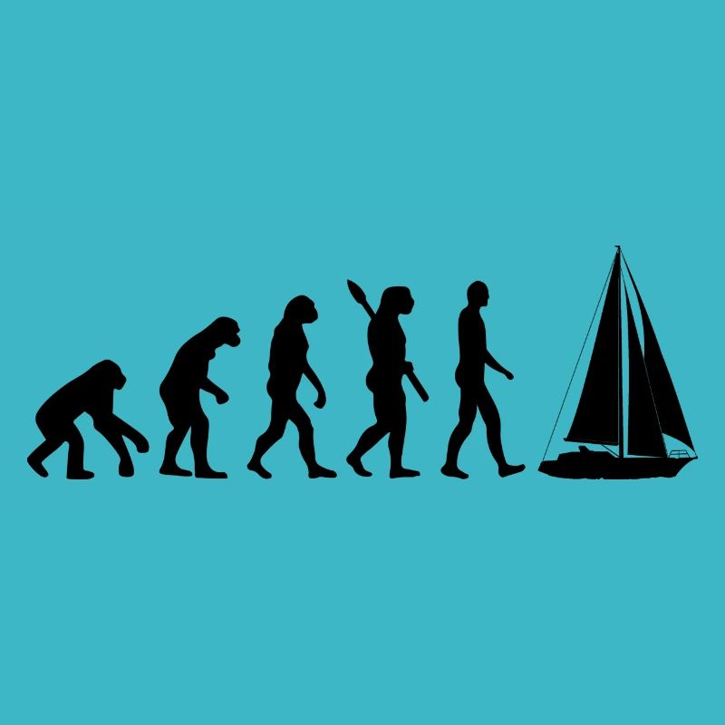 Evolution Graphic Sailboat Captain Sailing Sea Boa