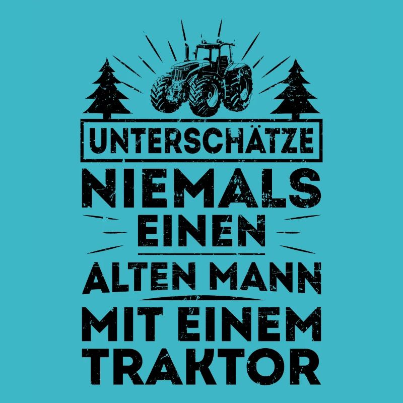Alter Mann mit Traktor Landwirt Trecker Opa Bauer