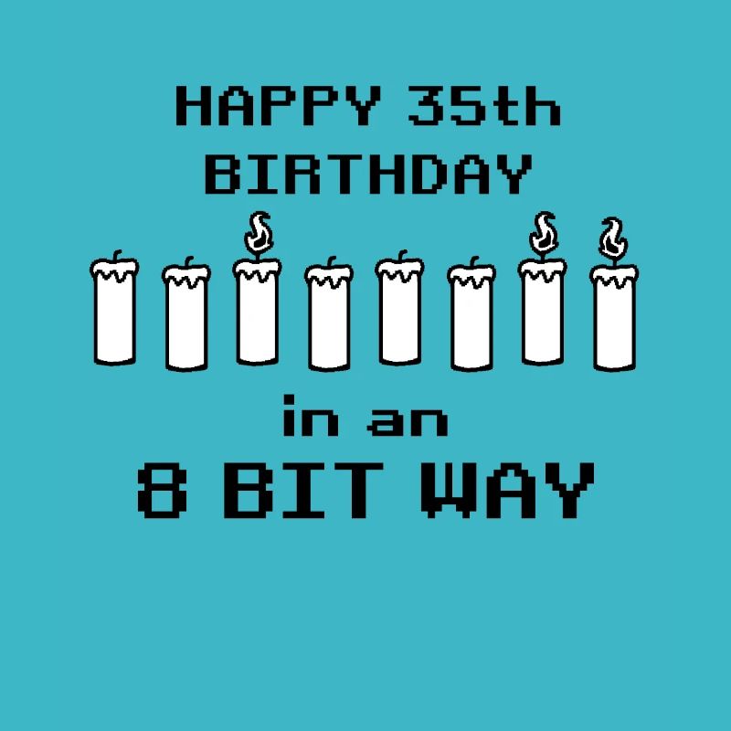 binary happy birthday 8bit 35 birthday nerd gamer