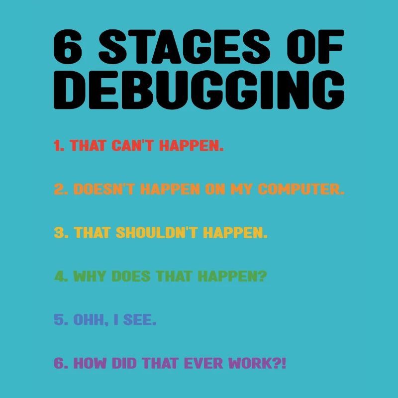 6 Stages Of Debugging Coder Programmer Software De
