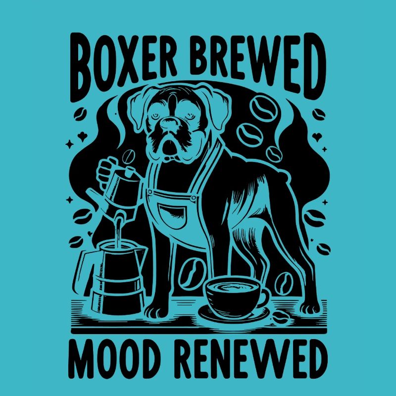 Boxer Brewed Mood Renewed Caffeine Lover Dog