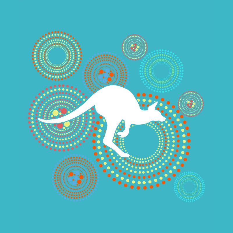 Kangaroo Aboriginal dot art style