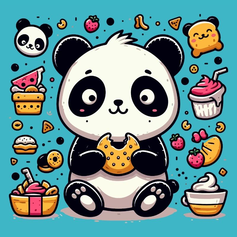 Panda mignon avec des collations