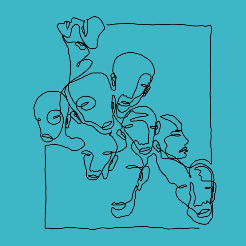 "Faces005" Oneline Premium Design Black