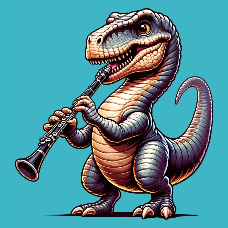 Dino Flötist Mit Blockflöte Im Orchester