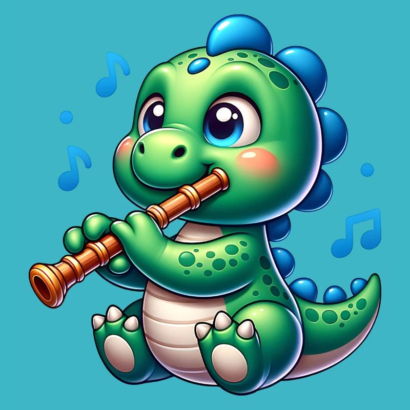 Süßer Dino Spielt Querflöte Design