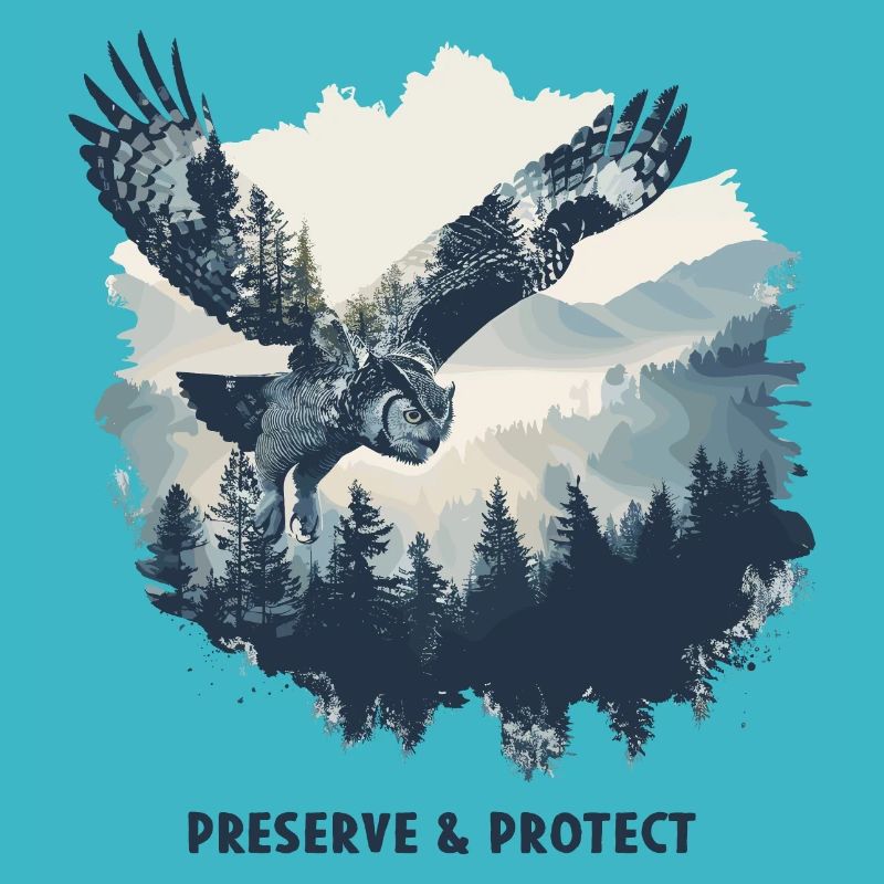 Preserve & Protect Eule Eulen Vogel Wald Natur