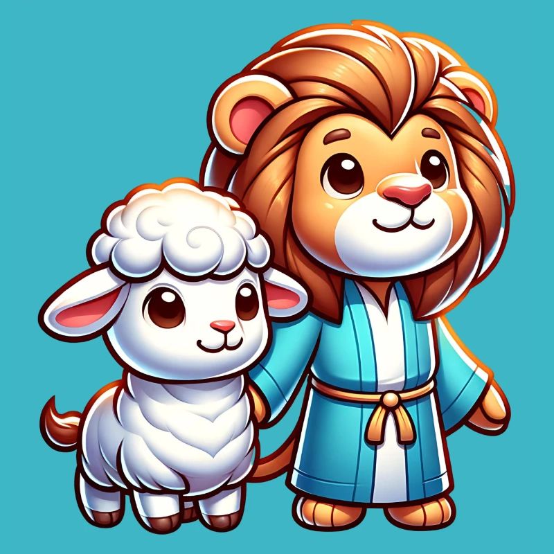 Christliche Kleidung Löwe Und Lamm Illustration